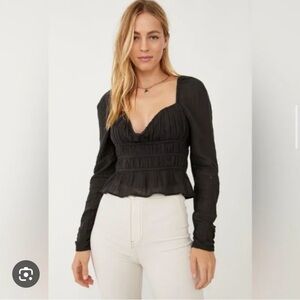 Free People Chloe Long Sleeve Cropped Blouse